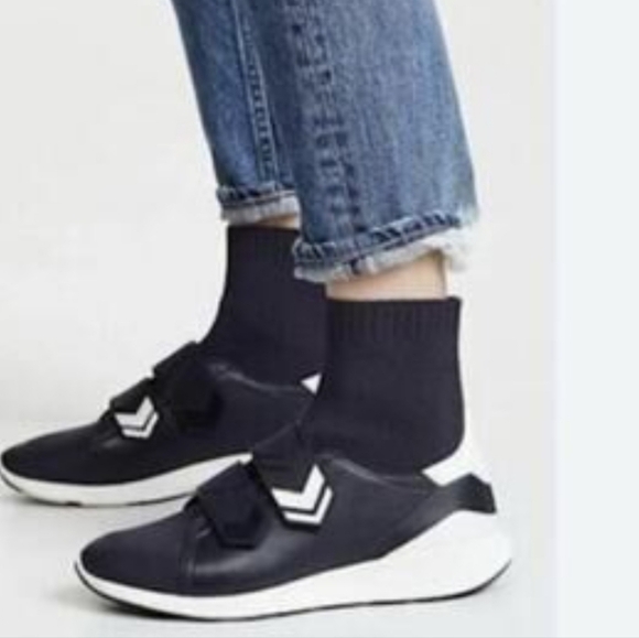 Tory Burch Tory Sport Chevron Strap Sock Sneakers BLUE 11 - Picture 2 of 12